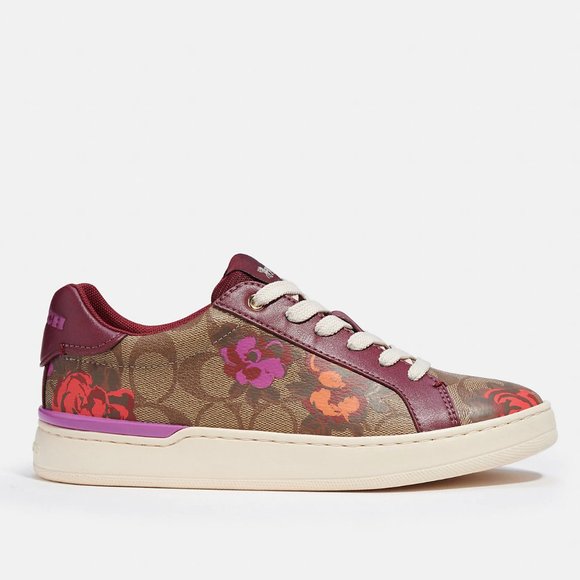 🌺 Coach Clip Low Top Sneaker In Signature Canvas With Floral Print - Picture 1 of 11